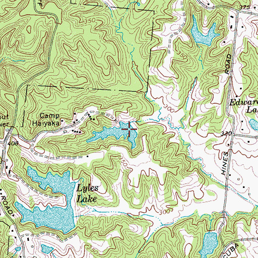 Topographic Map of Camp Haiyaka Dam, TN