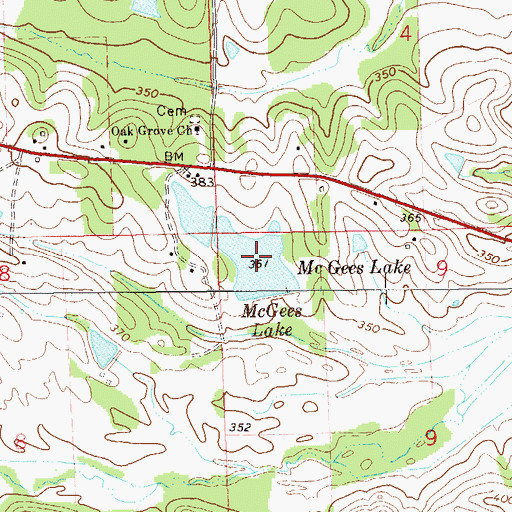 Topographic Map of McGhee Lake Number Two, AL
