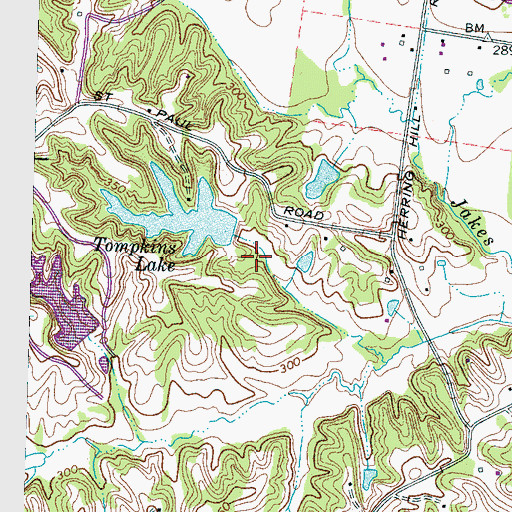 Topographic Map of Tompkins Lake Dam, TN