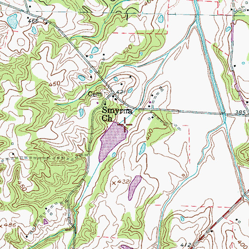Topographic Map of Bear Creek Watershed Dam Number One, TN