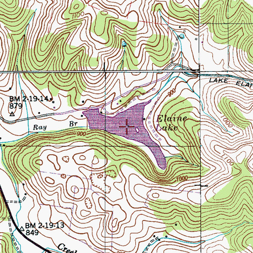 Topographic Map of Elaine Lake, TN