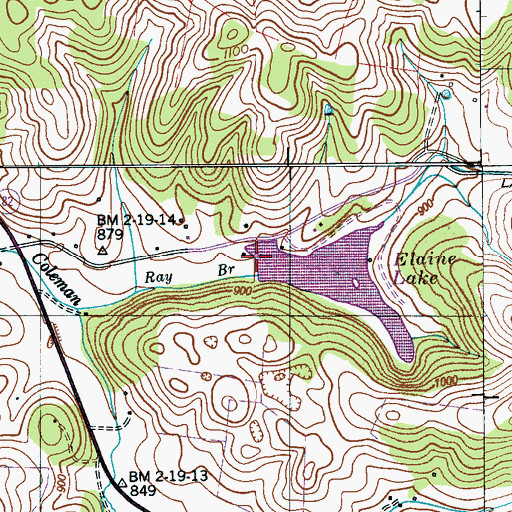 Topographic Map of Elaine Lake Dam, TN