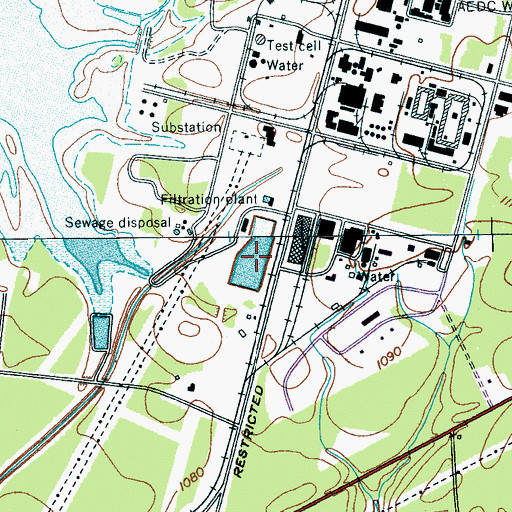 Topographic Map of Secondary Retention Reservoir, TN
