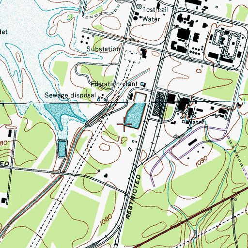 Topographic Map of Secondary Retention Reservoir Dam, TN