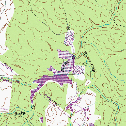 Topographic Map of Parker Dam, TN