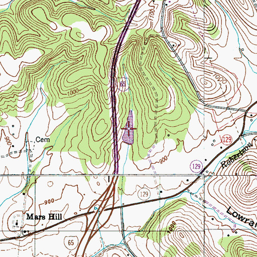 Topographic Map of Marsh Lake Dam, TN