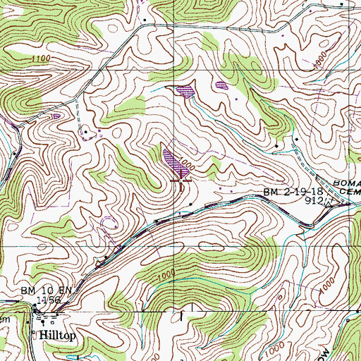 Topographic Map of Bomar Lake Dam, TN
