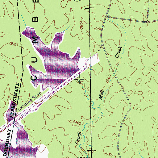 Topographic Map of Cumberland Mountain Lake Dam, TN