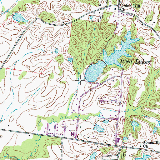 Topographic Map of Reed Lake Number One Dam, TN