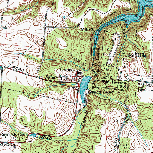 Topographic Map of Ovoca Lake Dam, TN