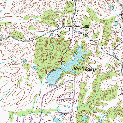 Topographic Map of Reed Lake Number Two Dam, TN