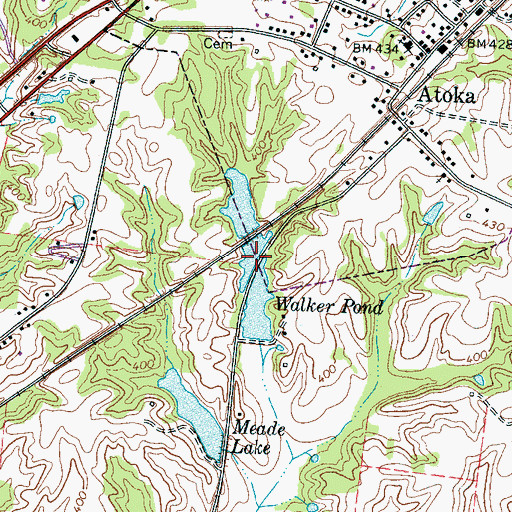 Topographic Map of Johnson Lake Dam, TN