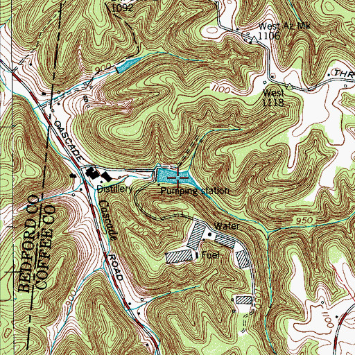 Topographic Map of George Dickel Lake, TN