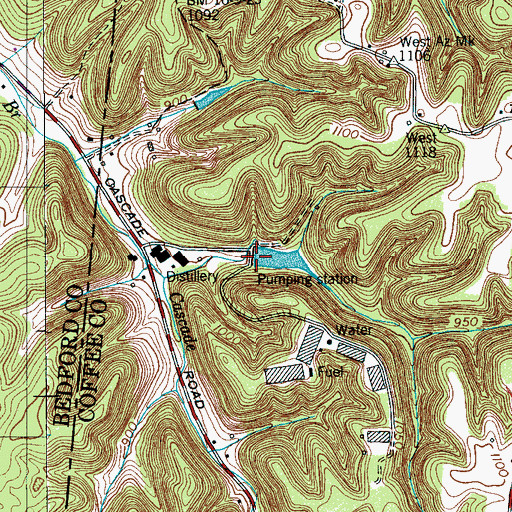 Topographic Map of George Dickel Dam, TN