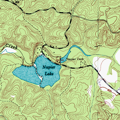 Topographic Map of Napier Diversion Dam, TN