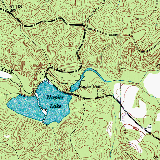 Topographic Map of Napier Diversion Lake, TN