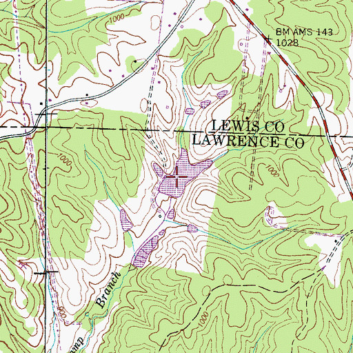 Topographic Map of Miller Lake Dam, TN