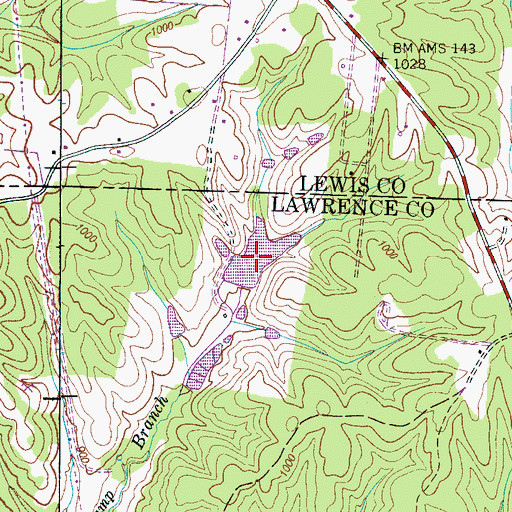 Topographic Map of Miller Lake, TN