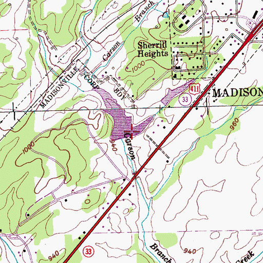 Topographic Map of Estes Kefauver Lake Dam, TN