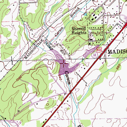 Topographic Map of Madisonville Lake, TN