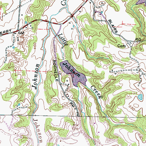 Topographic Map of Johnson Creek Lake Ten, TN