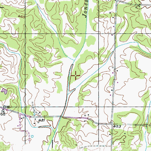 Topographic Map of Jones Creek Lake, TN