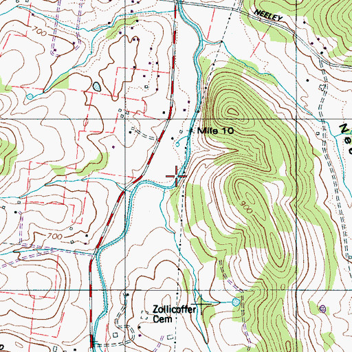 Topographic Map of Stauffer Pond Number Twenty, TN