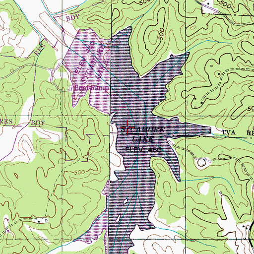 Topographic Map of Sycamore Lake, TN