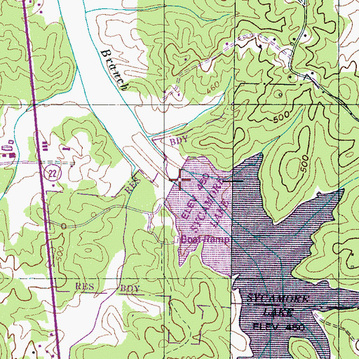 Topographic Map of Sycamore Dam, TN