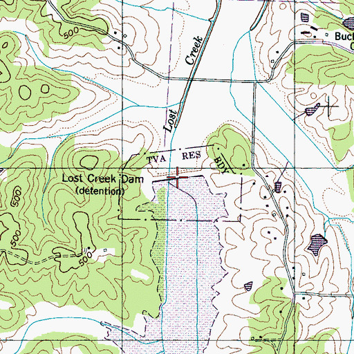 Topographic Map of Lost Creek Dam, TN