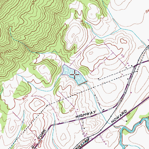Topographic Map of Burns Lake, TN