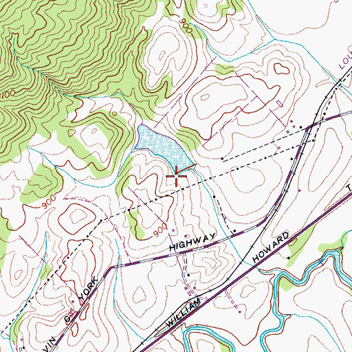 Topographic Map of Burns Lake Dam, TN