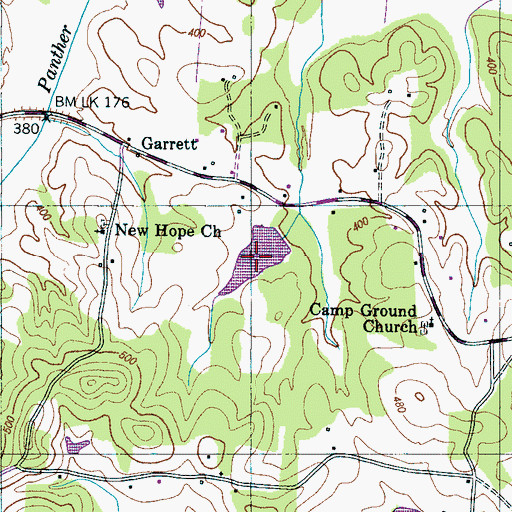 Topographic Map of Lewis Lacy Lake Number Two, TN