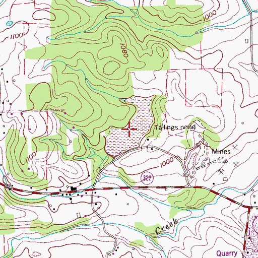 Topographic Map of Ballard Mill Lead Mine Pond, TN