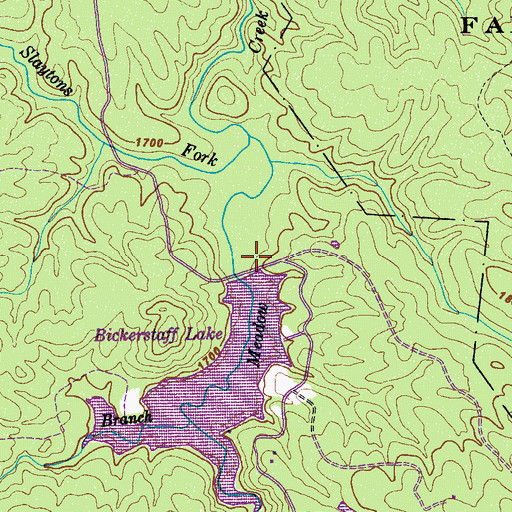 Topographic Map of Meadow Creek Dam, TN