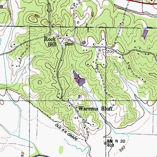 Topographic Map of Hesse Lake, TN