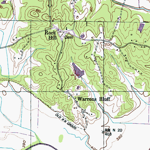 Topographic Map of Hesse Lake Dam, TN