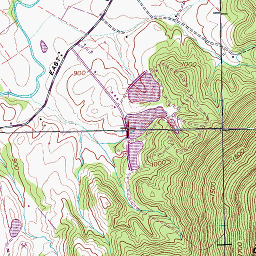 Topographic Map of Twin Lakes Number Two Dam, TN
