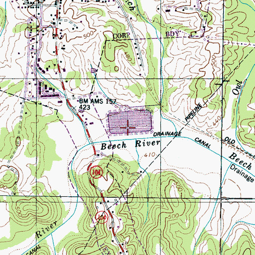 Topographic Map of Lexington Sewage Lagoon Dam, TN