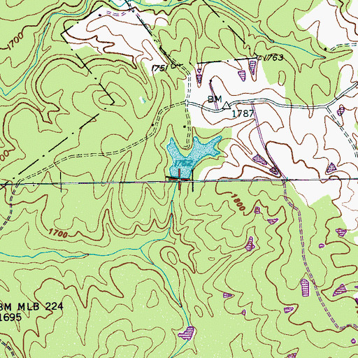 Topographic Map of Pine Lake Dam, TN