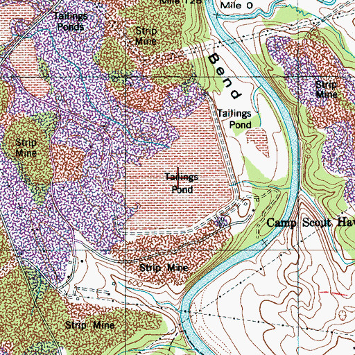 Topographic Map of Tailings Pond Number Seven, TN