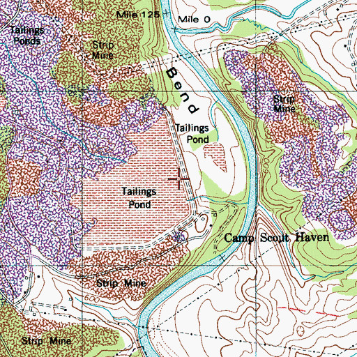 Topographic Map of Tailings Pond Number Seven Dam, TN