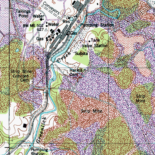 Topographic Map of Monsanto Tailings Pond Number Five Dam, TN
