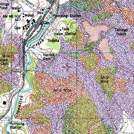 Topographic Map of Tailings Pond Number Five, TN