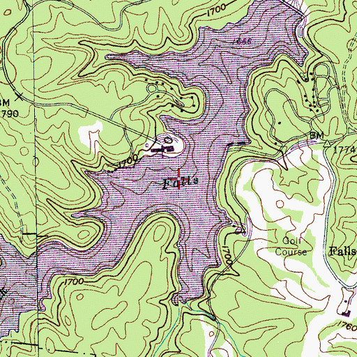 Topographic Map of Fall Creek Falls Lake, TN