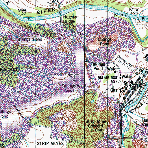 Topographic Map of Tailings Pond Number Eight, TN