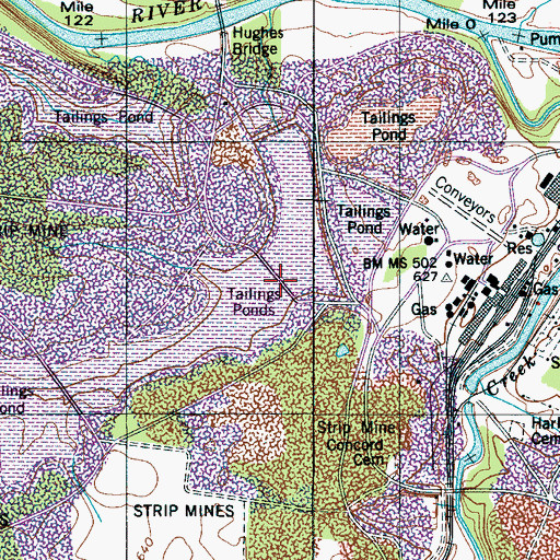 Topographic Map of Tailings Pond Number Eight Dam, TN