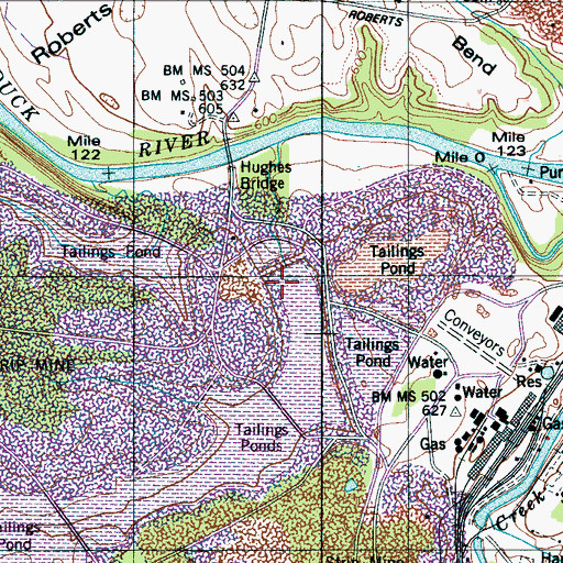 Topographic Map of Monsanto Number Two Dam, TN