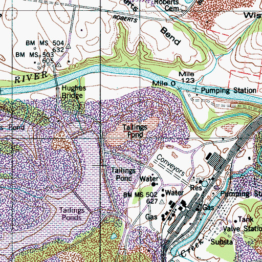 Topographic Map of Tailings Pond Number Three, TN