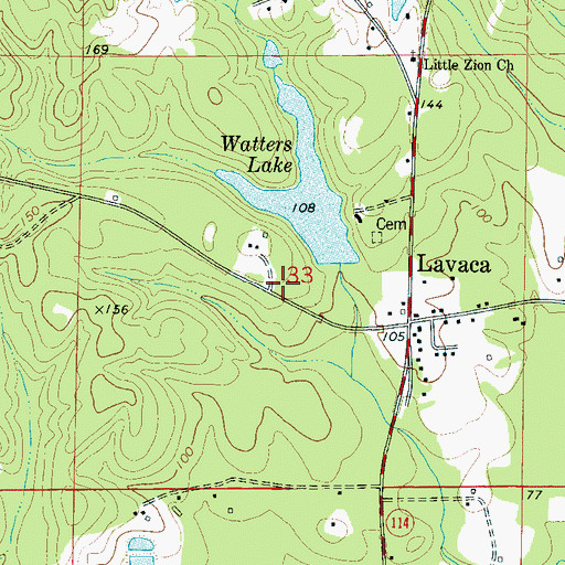 Topographic Map of Julian Waters Lake Dam, AL